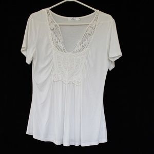 Missmoly soft white rayon crochet top sz M